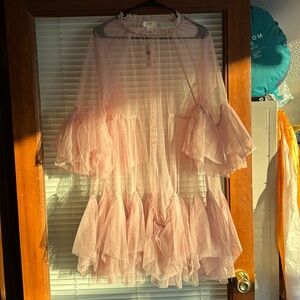 Anthropologie tulle pink dress (no liner)
